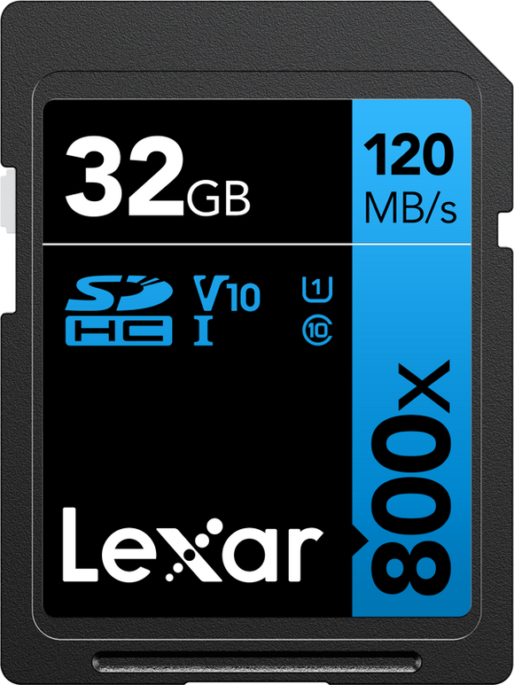 Professional 800x SDHC UHS-I cards, C10 V10 U1, R120/45MB 32GB