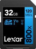 Professional 800x SDHC UHS-I cards, C10 V10 U1, R120/45MB 32GB